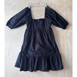 Banana Republic Baby Doll Puff Sleeve Black Dress Cotton Size Small